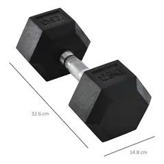 HOMCOM 2x12.5kg Rubber Hex Dumbbell Portable Hand Weights Dumbbell Home Gym Workout Fitness Hand Dumbbell - 3