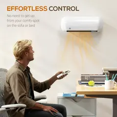 HOMCOM 2000W Ceramic Electric Heater with Fan, Adjustable Thermostat, Wall Mounted - White - 8
