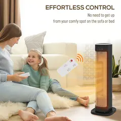 HOMCOM 2000W Ceramic Electric Heater with 3 Heat Settings, Timer - Black - 8