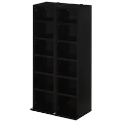 HOMCOM 204 CD Media Display Shelf Unit Set of 2 Blu-Ray Tower Rack w/ Adjustable Shelves Bookcase Storage Organiser, Black - 1