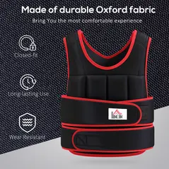 HOMCOM 20kg Weighted Vest, Adjustable Running Weight Vest with 38 Weight Bags for Men or Women Cardio Exercise, Black and Red - 7