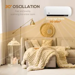HOMCOM 2000W Ceramic Electric Heater with Fan, Adjustable Thermostat, Wall Mounted - White - 6