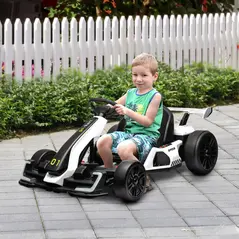 HOMCOM 24V Electric Go Kart for Kids with Adjustable Seat for 6-12 Years, White - 2