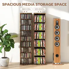 HOMCOM 260 Narrow CD Storage Unit - Rustic Brown - 4