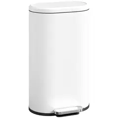 HOMCOM 30 L Modern Curved Kitchen Bin - White - 1