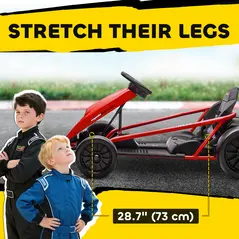 HOMCOM 24V Electric Go Kart for Kids, Drift Ride-On Racing Go Kart with 2 Speeds, for Boys Girls Aged 8-12 Years Old, Red - 6