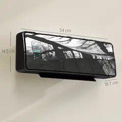 HOMCOM 2000W Ceramic Electric Heater with Fan, Adjustable Thermostat, Wall Mounted - Black - 3