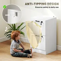 HOMCOM 2-Drawer Filing Cabinet with Lock - White - 7