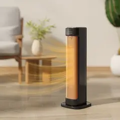 HOMCOM 2000W Ceramic Electric Heater with 3 Heat Settings, Timer - Black - 2