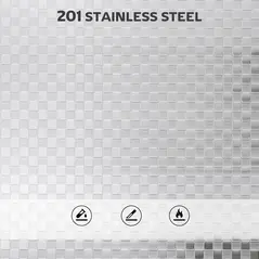 HOMCOM 3 Tier Stainless Steel Kitchen Storage Trolley with Adjustable Shelf - Silver - 7