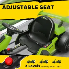 HOMCOM 24V Electric Go Kart for Kids with Adjustable Seat for 6-12 Years, Green - 6