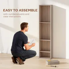 HOMCOM 260 Narrow CD Storage Unit - Natural Wood Finish - 7