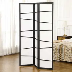 HOMCOM 3 Panel Room Divider, Wooden Folding Privacy Screen, Freestanding Wall Partition Separator for Bedroom, White - 7