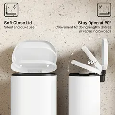 HOMCOM 30 L Modern Curved Kitchen Bin - Cream - 5