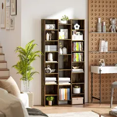 HOMCOM 21-Compartment Bookshelf - Brown - 9