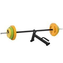 HOMCOM 20kg Adjustable Barbell Weights Set with Barbell Jack, Adjustable Weights Set with Non-slip Handle and Fixing Clip, for Home Gym Strength Training - 1