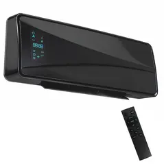 HOMCOM 2000W Ceramic Electric Heater with Fan, Adjustable Thermostat, Wall Mounted - Black - 1