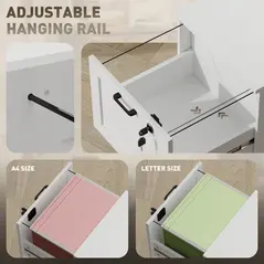 HOMCOM 2-Drawer Filing Cabinet with Lock - White - 5