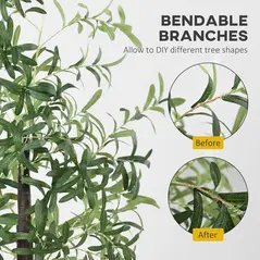 HOMCOM 300 LED Light Decorative Artificial Olive Tree - Green - 6