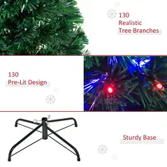 HOMCOM 4 Feet Prelit Artificial Christmas Tree with Multi-Coloured Fiber Optic LED Light, Holiday Home Xmas Decoration, Green - 8