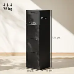 HOMCOM 4 Drawer Filing Cabinet with Lock, Office Storage Cabinet with Adjustable Hanging Bars for A4 Letter Size Files, Black - 3