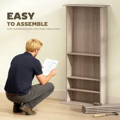 HOMCOM 360 CD Storage Unit - Natural Wood Finish - 7