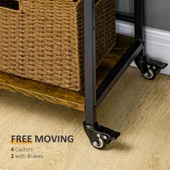 HOMCOM 3-Tier Printer Stand, Utility Cart, Rolling Trolley with Adjustable Shelves with Lockable Wheels for Home Office, Rustic Brown - 7