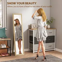 HOMCOM 37 x 157 cm Full Length Mirror - Natural - 4