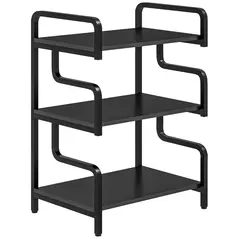 HOMCOM 3-Tier Printer Stand with Storage Shelves, Printer Table, 55 x 40 x 77cm Printer Shelf for Home Office, Study, Black - 1