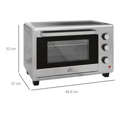 HOMCOM 30L 60-230℃ Mini Electric Oven, with Accessories - Silver Tone - 3