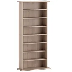 HOMCOM 360 CD Storage Unit - Natural Wood Finish - 1