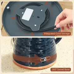 HOMCOM 3kW Rapid Boil Honeycomb Kettle - Dark Blue - 8