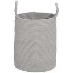 HOMCOM 36L Cotton Rope Laundry Basket, with Handles - Grey - 1