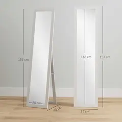 HOMCOM 37 x 157 cm Full Length Mirror - White - 3