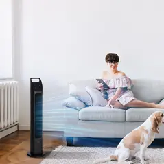 HOMCOM 31" Oscillating Tower Fan with Remote Control, 4H Timer, 3 Speed 3 Modes, Quiet Electric Floor Standing Fan for Home Bedroom Office, Black - 2