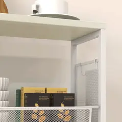 HOMCOM 3-Tier Kitchen Cart with 3 Steel Wire Baskets - White - 7