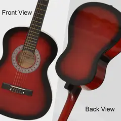 HOMCOM 36" 3/4 Beginner Acoustic Guitar Set, with Protective Case, Red - 6