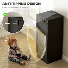 HOMCOM 3-Drawer Filing Cabinet with Lock - Black - 7