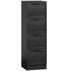 HOMCOM 4 Drawer Filing Cabinet with Lock, Office Storage Cabinet with Adjustable Hanging Bars for A4 Letter Size Files, Black - 1
