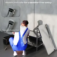 HOMCOM 3-Tier Bakers Rack with Storage, Stainless Steel Microwave Stand with Adjustable Shelves for Small Spaces, Kitchen Storage Unit for Spices, Pots and Pans, Silver Tone - 7