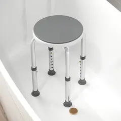 HOMCOM 360° Swivel Shower Chair, Height Adjustable Aluminium Shower Stool with Non-Slip Feet, Grey - 8