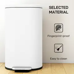 HOMCOM 30 L Modern Curved Kitchen Bin - White - 6