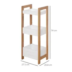 HOMCOM 3-Tier Bathroom Rack Storage Shelf Bamboo Organiser Shower Tower for Narrow Place - 3