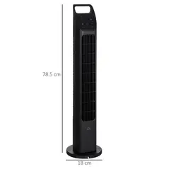 HOMCOM 31" Oscillating Tower Fan with Remote Control, 4H Timer, 3 Speed 3 Modes, Quiet Electric Floor Standing Fan for Home Bedroom Office, Black - 3