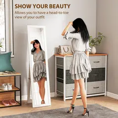 HOMCOM 37 x 157 cm Full Length Mirror - White - 4