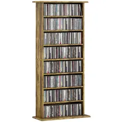 HOMCOM 360 CD Storage Unit - Rustic Brown - 9