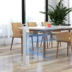 HOMCOM 31" Oscillating Tower Fan with Remote Control, 4H Timer, 3 Speed 3 Modes, Quiet Electric Floor Standing Fan for Home Bedroom Office, White - 8