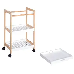 HOMCOM 3-Tier Mobile Kitchen Trolley Cart Storage Shelves Rack Rolling Wheels White 46 x 35 x 74.5 cm - 9