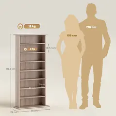 HOMCOM 360 CD Storage Unit - Natural Wood Finish - 3