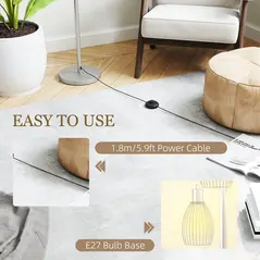 HOMCOM 3-Light Floor Lamp, 170cm Industrial Dimmable Standing Lamp with Steel Wire Cage Lampshades for Living Room, Bedroom, Dining Room, Study, Bulb Not Included, Silver Tone - 6